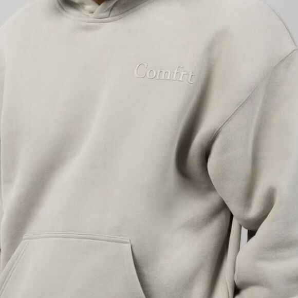 NEW Comfrt Minimalist Cement Gray Oversized Baggy Weighted Unisex Relax Hoodie - Picture 6 of 7